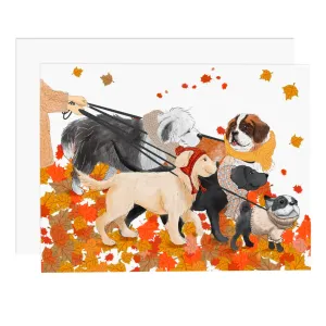 Fall Dog Walk Greeting Card
