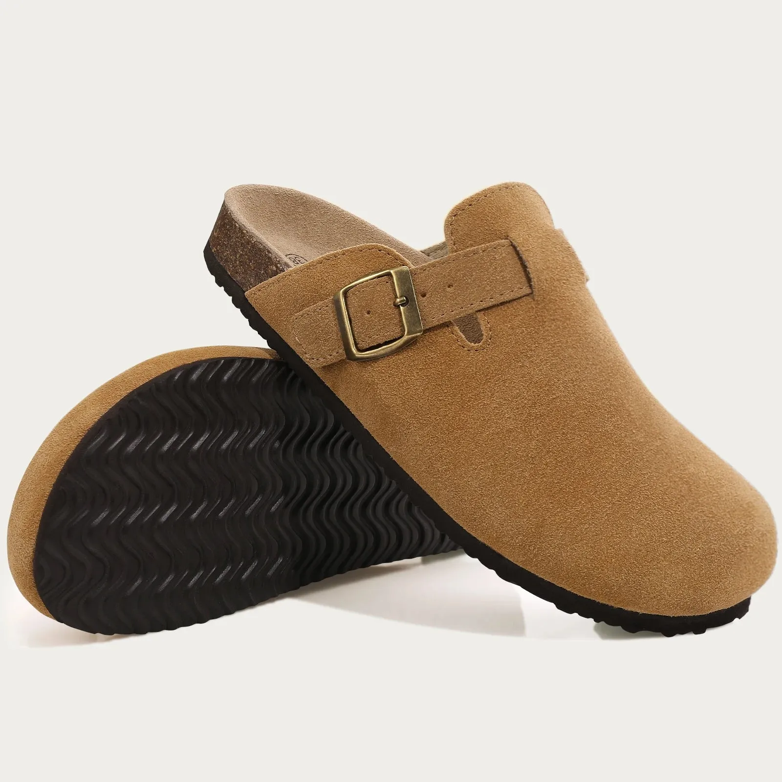 Suede slippers Clog Cork Insole with Arch Support
