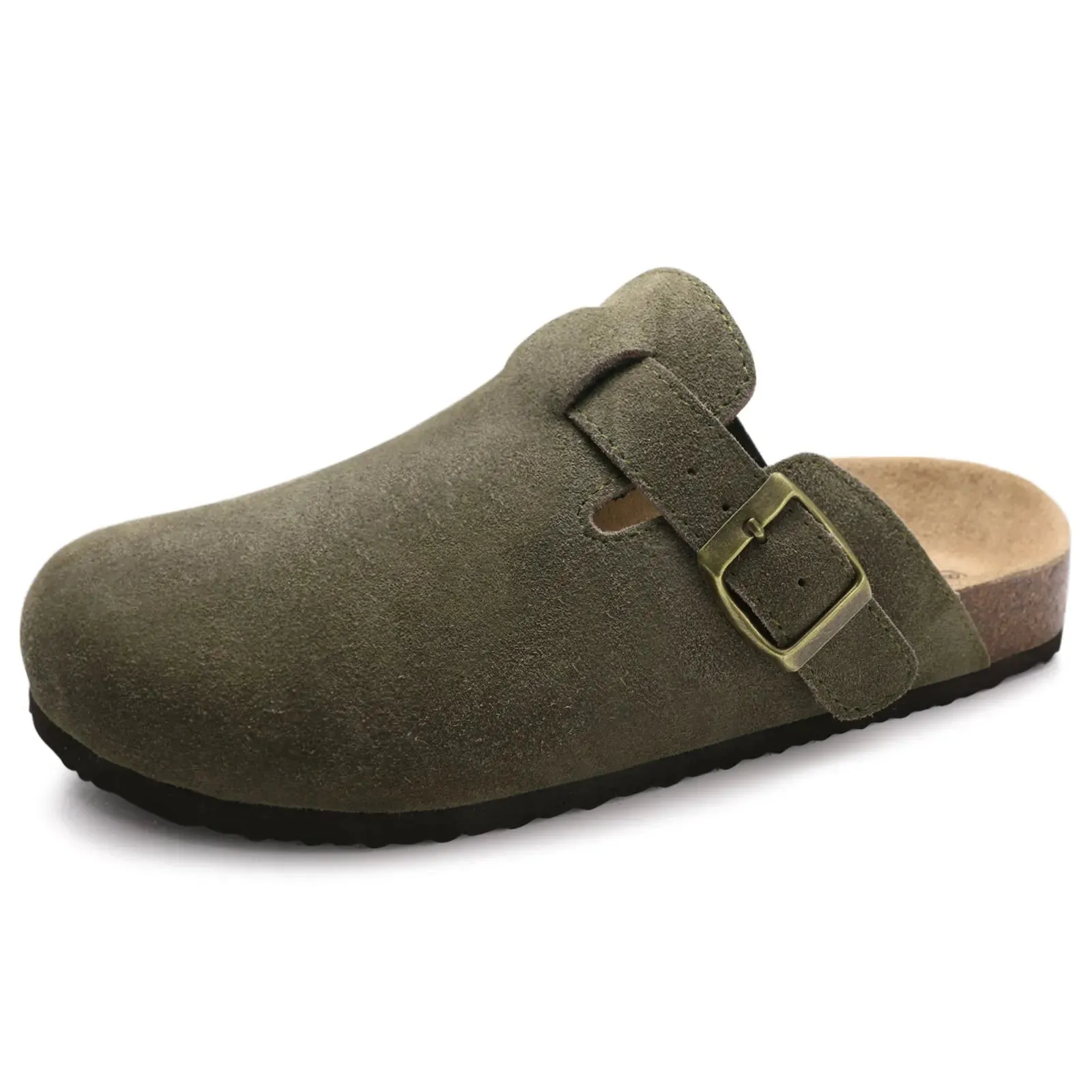 Suede slippers Clog Cork Insole with Arch Support
