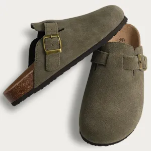 Suede slippers Clog Cork Insole with Arch Support