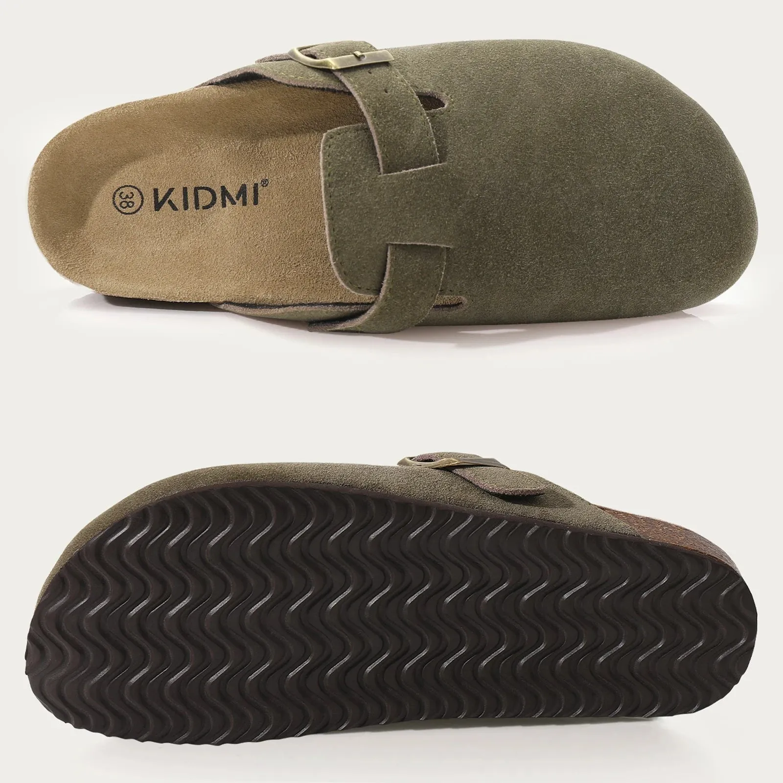 Suede slippers Clog Cork Insole with Arch Support