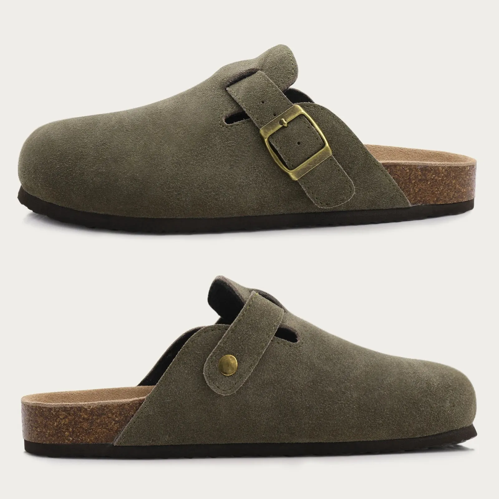Suede slippers Clog Cork Insole with Arch Support