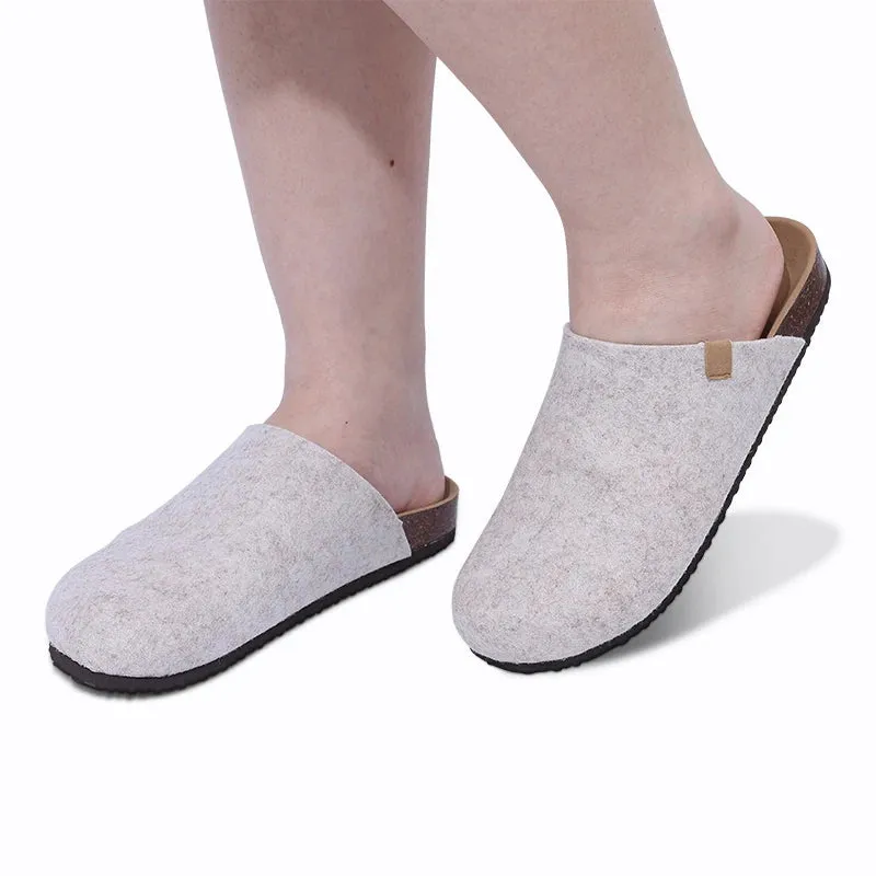 Suede slippers Clog Cork Insole with Arch Support