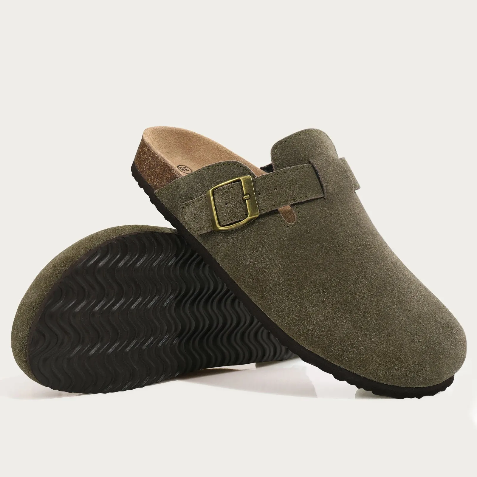 Suede slippers Clog Cork Insole with Arch Support