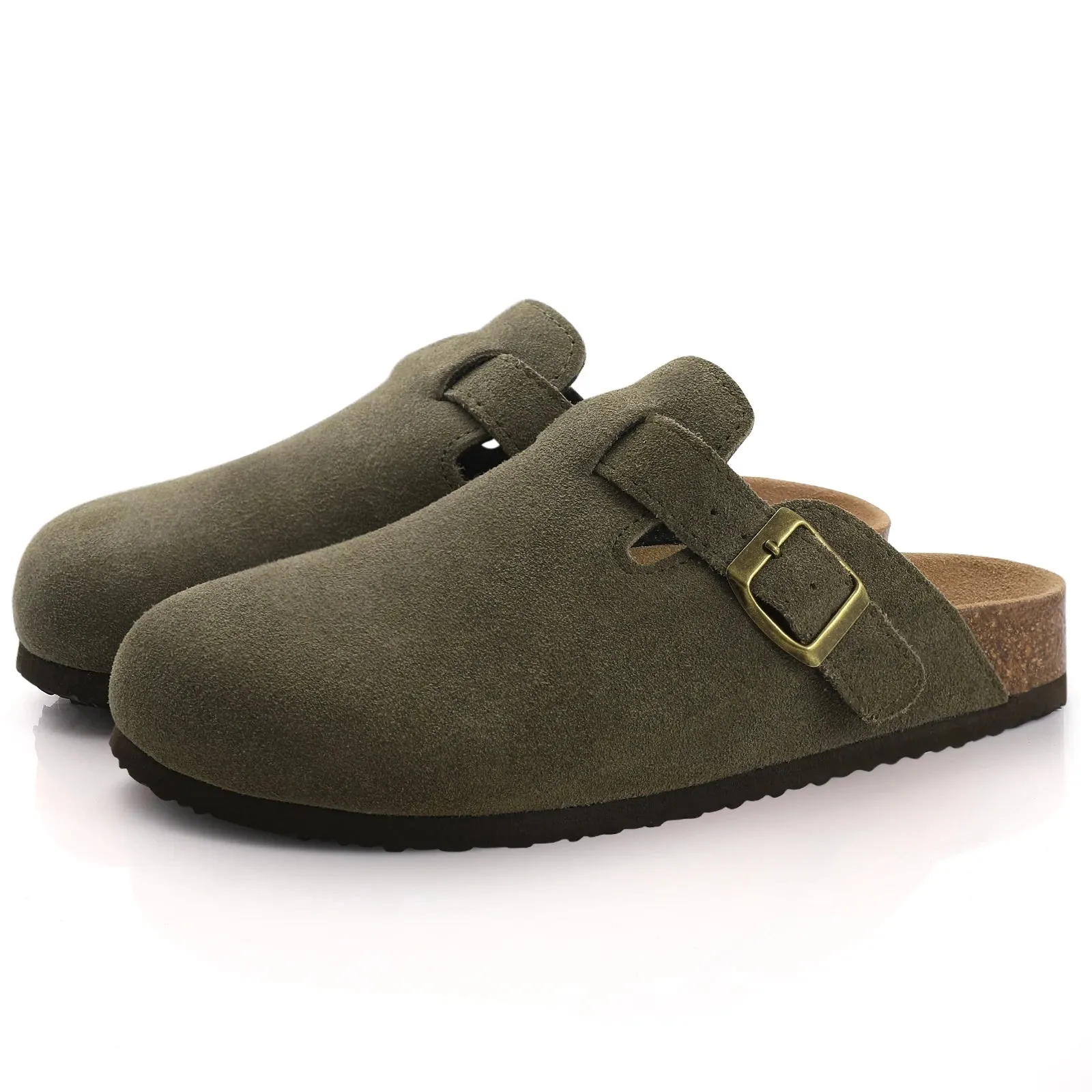 Suede slippers Clog Cork Insole with Arch Support