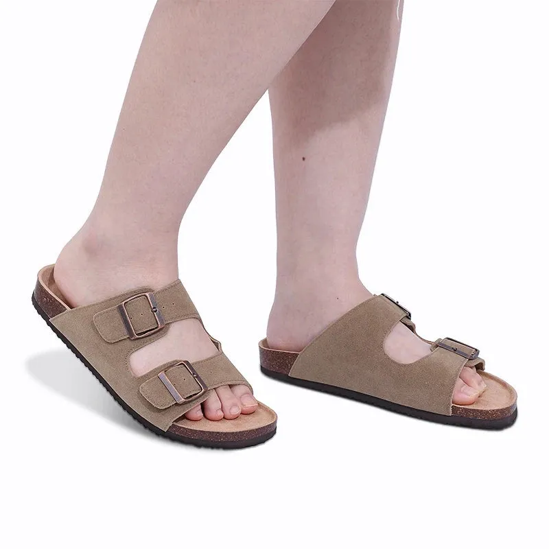 Suede slippers Clog Cork Insole with Arch Support