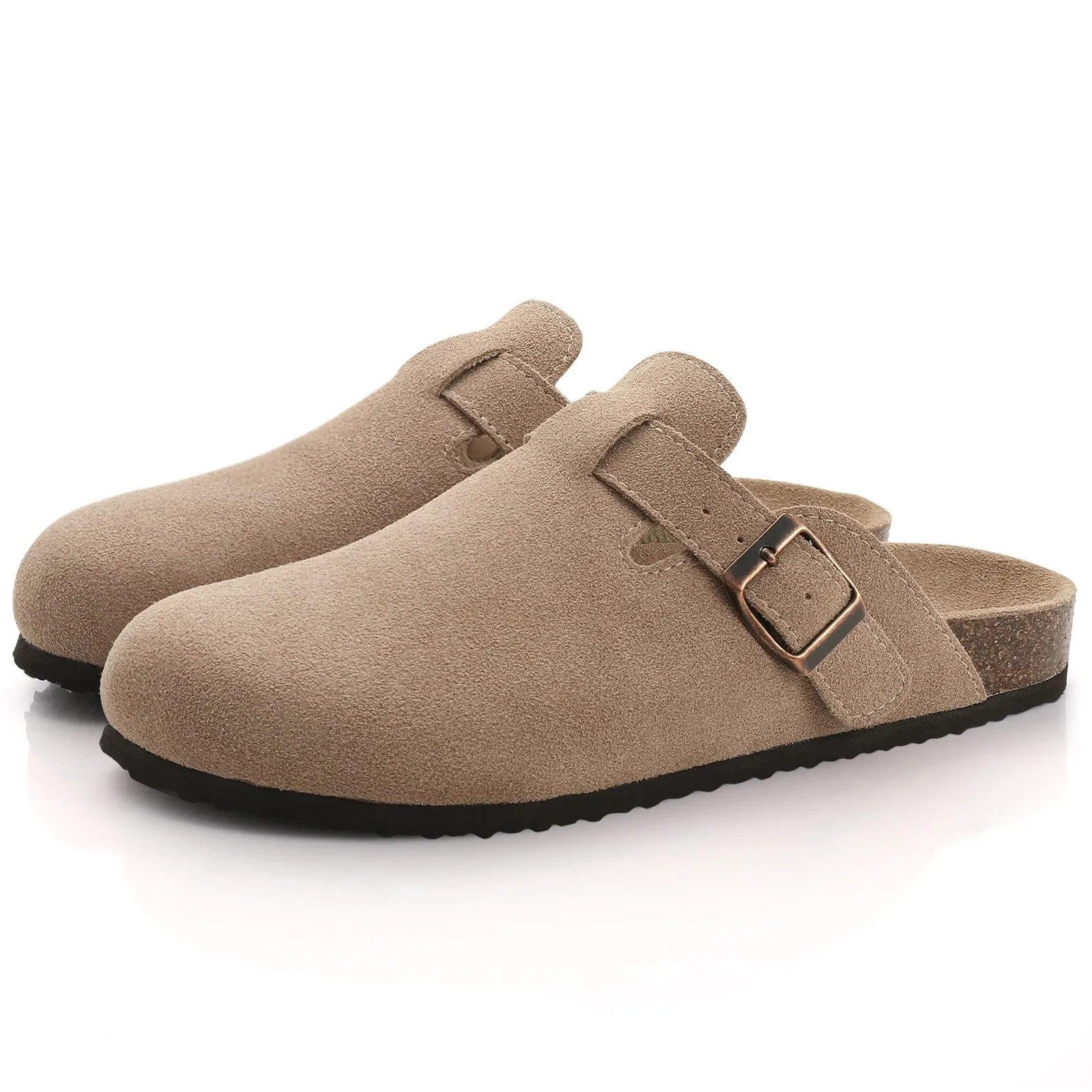 Suede slippers Clog Cork Insole with Arch Support